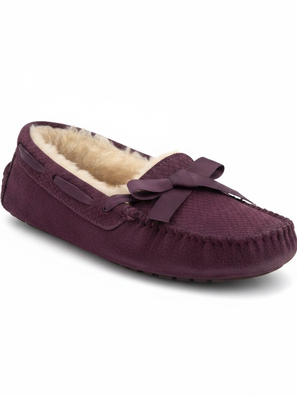 UGG - Dakota *Exotic Suede Bow Moccasin Slippers - Plum - Size 5